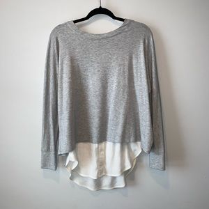 Vince Mixed Media Shirttail Pullover Sweatshirt
